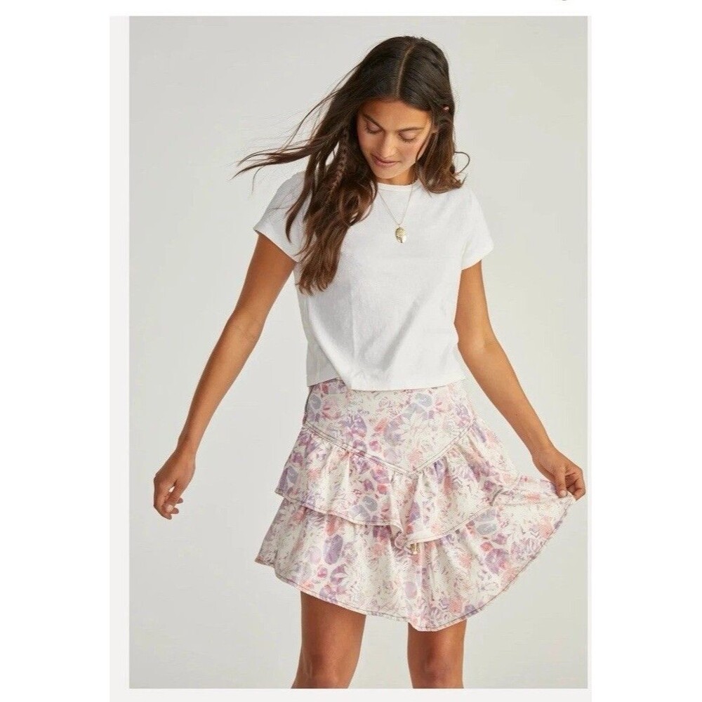 Driftwood Ruffle Skirt Free People Sweet Romeo Cotton Rayon Size S Small NWT